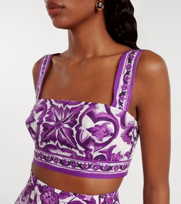 Dolce & Gabbana Majolica cotton poplin bra top