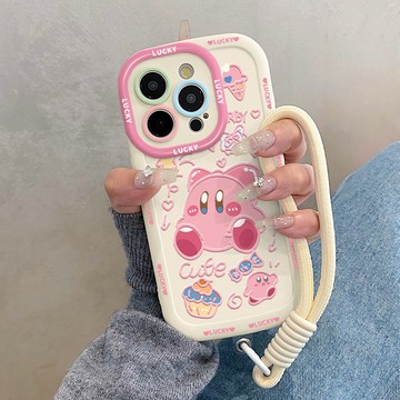 趣味可愛星之卡比適用蘋果16promax手機殼iphone15pro帶掛繩14新品17卡通13磨砂軟殼12矽膠11手機殼