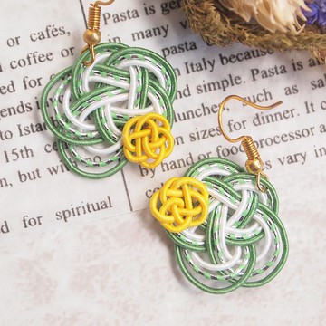 [耳夾/耳針]水引 簡單的綠花