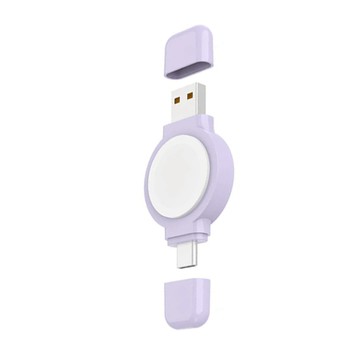 PhotoFast 銀箭資訊 SPIN Charge 手錶磁吸無線疾速 USB-A/Type-C二合一充電頭 適用全系列Apple Watch  紫色  1個