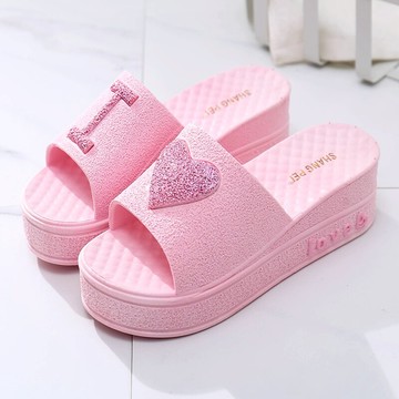 新款高跟拖鞋女厚底外穿時尚室內家居涼拖鞋可愛浴室防滑沙灘坡跟