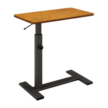 Hampton 漢汀堡 實木氣壓升降桌 櫸木實木 氣壓無段升降 邊緣為圓弧設計  柚木色 + 黑腳
