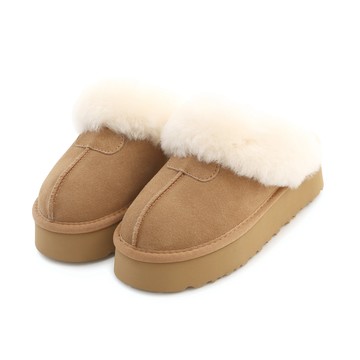 D+AF 雪地精靈．真皮羊毛厚底雪靴拖鞋