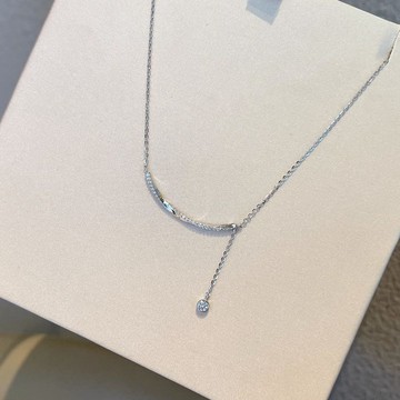 🔥台灣出貨🔥「鈦鋼不掉色」微笑流蘇項鍊氣質七夕情人節送女友禮物流蘇鎖骨鏈不掉色 抗過敏 簡約 吊墜 項鍊女 銀飾 項