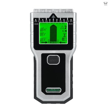 七合一牆體探測儀 5種模式和2種功能(尺子+水準儀) 螺柱尋釘器 牆壁/金屬/木材/電線檢測儀 鋼筋探測器 T30 銀色