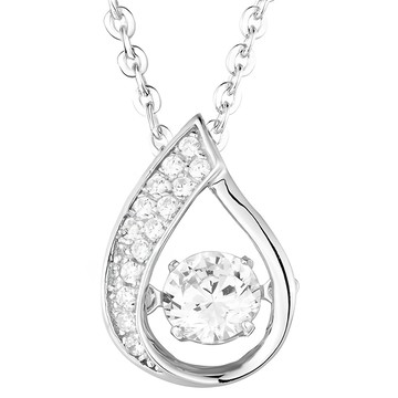 Crossfor 日本進口主鑽 Dancing Stone系列 純銀懸浮閃動項鍊 B6款  銀色