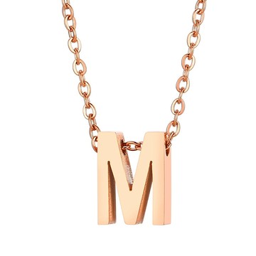 台灣客製化鏈長項鍊 純鋼字母M玫瑰金色鎖骨項鏈－DUSHA ACCESSORY 杜莎飾品
