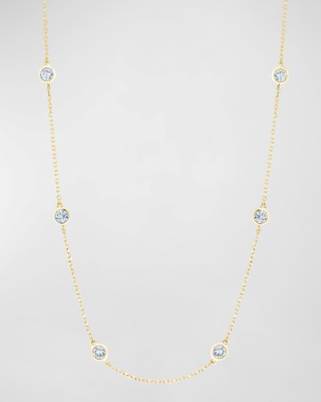 18K Gold Diamond by the Yard Chain Necklace with 1.5" Spacing Between Bezels, 16"L, 1.80tcw