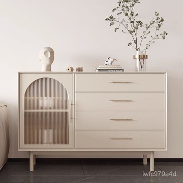 北歐實木餐邊櫃【免運#破損補發】簡約現代玄關櫃儲物收納茶水櫃裝飾日式侘寂風鬥櫃