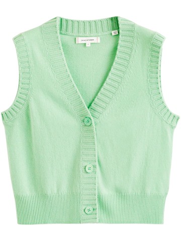 Chinti & Parker - V-neck knitted waistcoat - women - Wool/Cashmere - M - Green