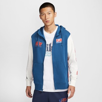 NIKE 外套 男款 運動連帽外套 AS M NSW CLUB HDY FZ FT CIRCUI 白藍 HQ4950-476