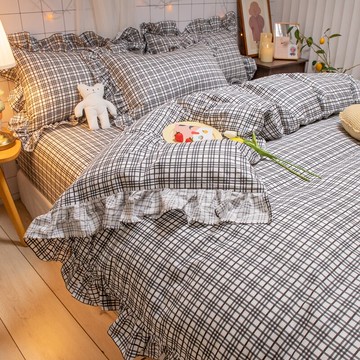 北歐風純棉床上四件套100全棉ins公主風學生宿舍床單人三件套被套