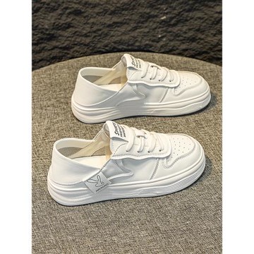 真皮小白鞋女2025新款夏季平底輕便女鞋百搭休閑軟底透氣板鞋兩穿