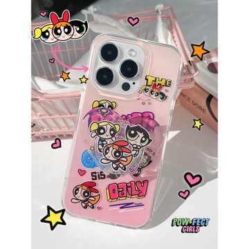 keyieo【飛天小女警】適用蘋果13雙層印花手機殼iphone14ProMax/14pro/12p帶支架全包不會撞殼女款新款