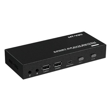 【易控王】二進一出 DP KVM切換器 4K@60Hz 獨立音訊 遠端控制 二台電腦共享一套鍵鼠(40-116-13)
