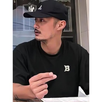 美式簡約字母刺繡短袖T恤男士潮牌夏季重磅純棉寬松休閑打底體恤