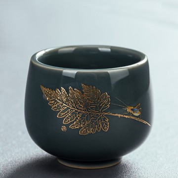個性主人杯個人專用杯子官窯品茗杯陶瓷功夫單杯套裝青瓷汝窯茶杯