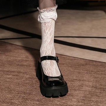 赫本風小皮鞋日系女jk粗跟復古學院風軟妹小碼圓頭瑪麗珍厚底鞋