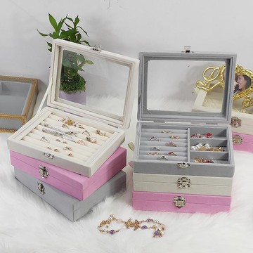 ✨台灣現款💎飾品收納盒 絨布首飾盤 首飾收納盒 戒指項鏈展示 首飾盒 飾品收納盒 耳環收納盒 戒指收納 項鍊耳環收納