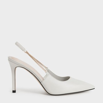 細鍊拼接高跟鞋