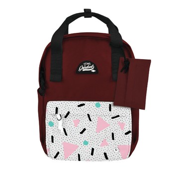 Grinstant混搭可拆組式13吋後背包 - 冒險系列 (深紅色配幾何圖)