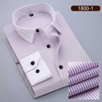 白領紫色條紋襯衫男長袖商務休閑職業工裝襯衣男寸衫上班打底衫春