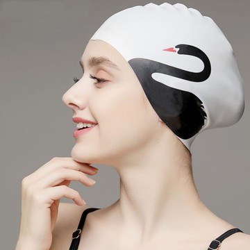 溫泉時尚護耳大號硅膠泳帽女顯臉小防水不勒頭長發舒適成人游泳帽