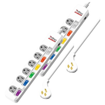 iPlus 保護傘 6孔延長線 6開關6插3孔  4.5m  白色  2條