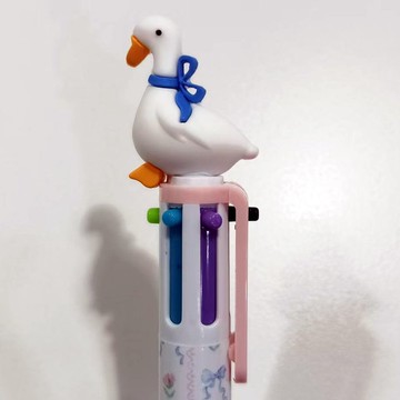 立體小鵝造型多色圓珠筆
