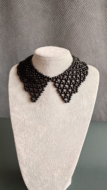黑珍珠彼得潘尖領項鍊  可拆式串珠領  可拆式哥德項鍊  女士禮物