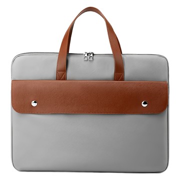 喜悠力 極簡設計防潑水手提電腦收納包 43.5 x 33cm  1個  灰色 + 棕色