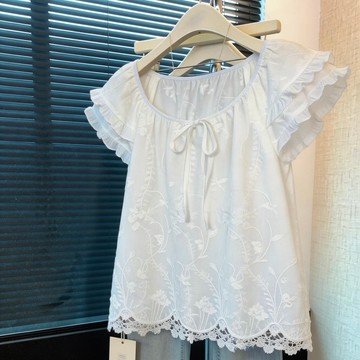 夏季新款百搭圓領短袖襯衫女上衣小衫新品