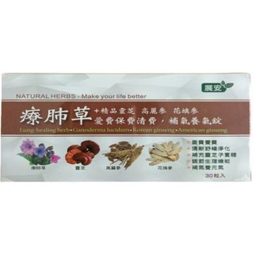 展安 療肺草+精品靈芝 高麗蔘 花旗蔘 愛費保費清費，補氣養氣錠一盒30粒錠