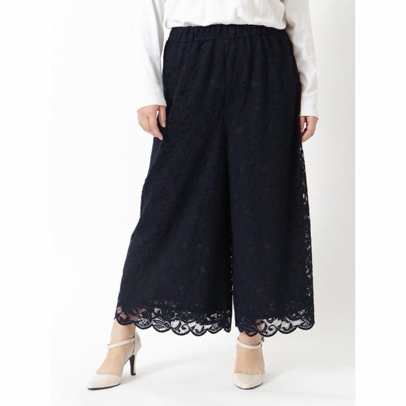 大きいサイズ Ll 7l 日本製 フロッキーレースガウチョパンツ 大きいサイズ レディース 大きいサイズ パンツ レディース 通販 Lineポイント最大10 0 Get Lineショッピング