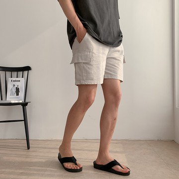 正韓棉麻透氣口袋膝上短褲 4色 YUPPIE 預購商品 0722