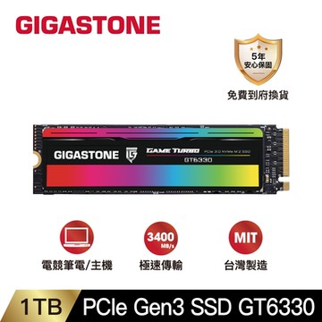 GIGASTONE GT6330 GAME TURBO 1TB PCIe Gen3 M.2 固態硬碟