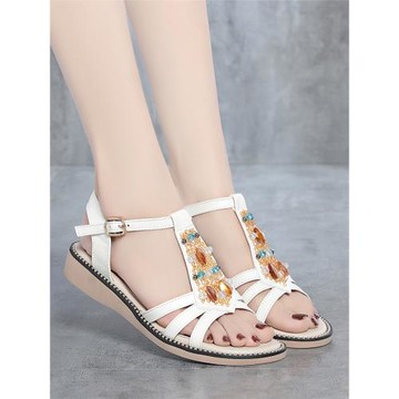 2025年涼鞋女夏季新款百搭坡跟波西米亞低跟中高跟防滑鞋子平底鞋