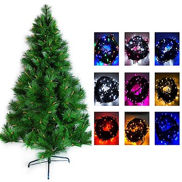 摩達客耶誕-台灣製造5呎/5尺(150cm)特級綠松針葉聖誕樹 (不含飾品)+100燈LED燈串2串(本島免運費)