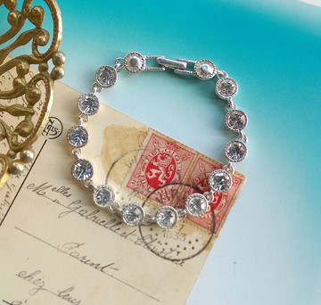 【西洋古董飾品 】AVON 銀色調 圓鑽 都會氣質 手鍊