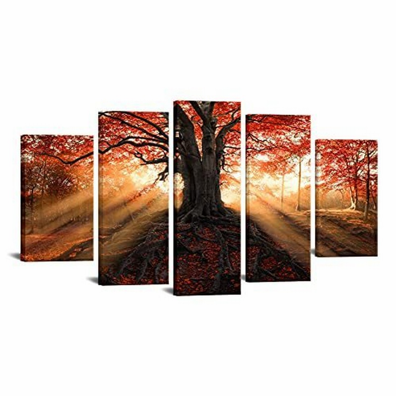5パネル 大きな木 キャンバス ウォールアート 秋の森 絵画 生活 アート プリント キャンバス 自然 風景 日没 絵画 モダン ジークレーアートワー 通販 Lineポイント最大0 5 Get Lineショッピング