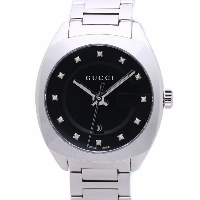おのり　まとめ購入割引　GUCCI 3Pダイヤ　YA128507 稼働品 グッチ GUCCI 腕時計 Gフレーム 3Pダイヤ YA128507 ブラック