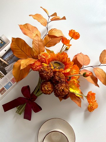 向日葵仿真花束ins黃色臥室客廳裝飾花瓶尤加利假花花卉