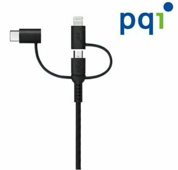 【PQI】i-Cable Multi-Plug 180cm (MFI認證 Type-C 三合一編織線)