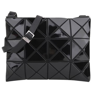 ISSEYMIYAKE BAOBAO 原色透幾何方格3X4 肩/斜扁包(亮面黑)