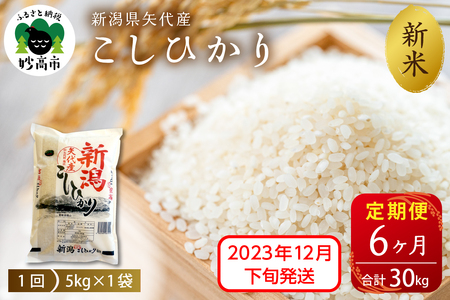 新潟県矢代産コシヒカリ5kg（計30kg）全6回※沖縄県・離島配送不可