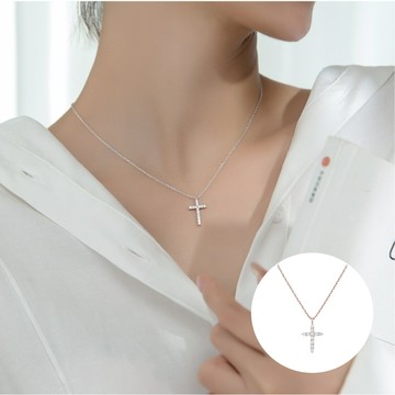 【A&R】s925純銀滿鑽十字架項鏈 兩色任選