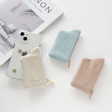 替換智慧型手機保護套 [單一替換零件袋刻有姓名] 暗色卡片收納零錢包 FE08U