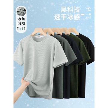 透氣速干網眼短袖t恤2025新款男士秋冬健身運動半袖上衣打底衫薄