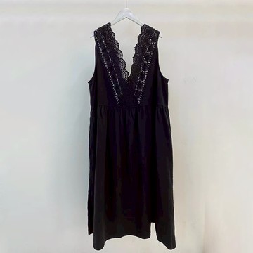 棉麻蕾絲V領背心洋裝271521