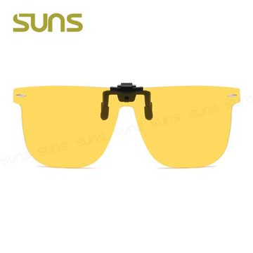【SUNS】近視專用偏光夾式墨鏡 夜視鏡 大鏡面偏光+抗UV抗藍光 可上掀Polarized超輕量僅8g